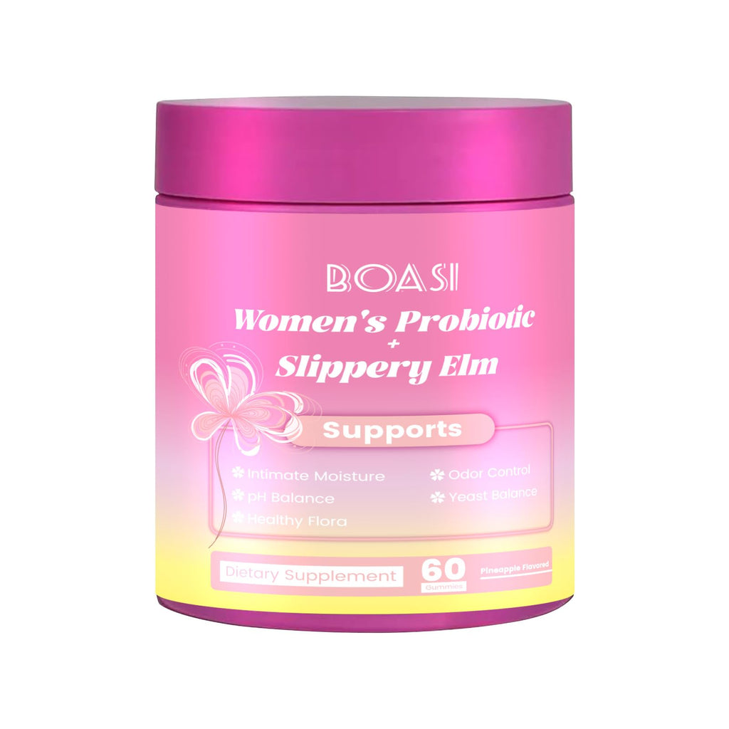 Boasi Women's Probiotics Slippery Elm Gummies,Her Juicy PH Balance,Vaginal Feminine Probiotics Pineapple Gummies,Digestive,Immune Health - FENGGESTORE20