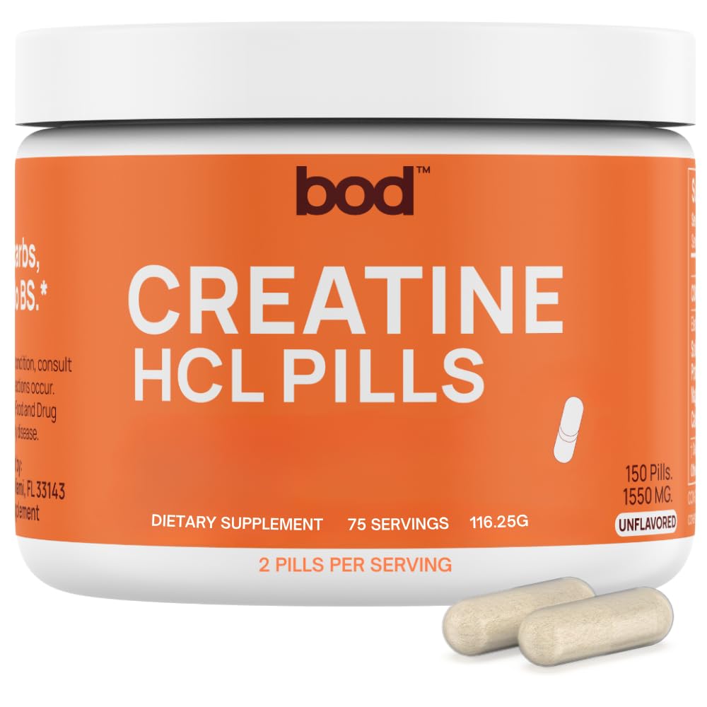 Bod Creatine HCL Capsules – 150 Pills | Creatine Hydrochloride Supplement for Men & Women | Easy-to-Swallow Alternative to Monohydrate Powder, Unflavored & Keto-Friendly - FENGGESTORE20