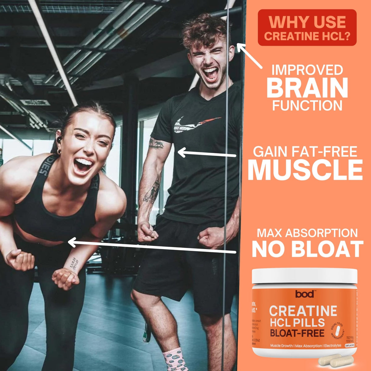 Bod Creatine HCL Capsules – 150 Pills | Creatine Hydrochloride Supplement for Men & Women | Easy-to-Swallow Alternative to Monohydrate Powder, Unflavored & Keto-Friendly - FENGGESTORE20