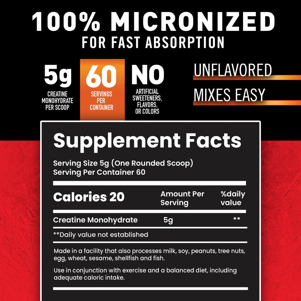 Body Fortress 100% Creatine Monohydrate Powder - Unflavored Micronized Creatine Supplement for Muscle Growth, Strength & Recovery, Pre Workout & Post Workout - FENGGESTORE20