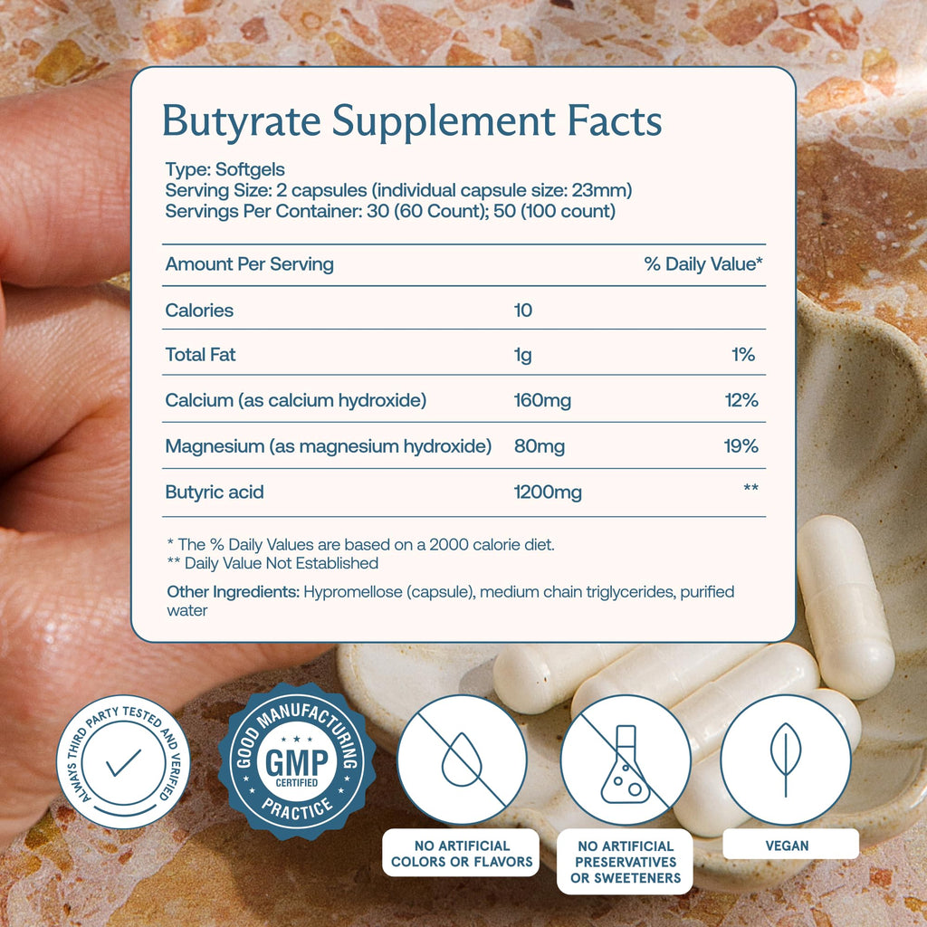 BodyBio Butyrate - Postbiotic for Gut Health, Digestive Support, Bloat, Gas & Constipation Relief, Leaky Gut Repair - Calcium, Magnesium - FENGGESTORE20