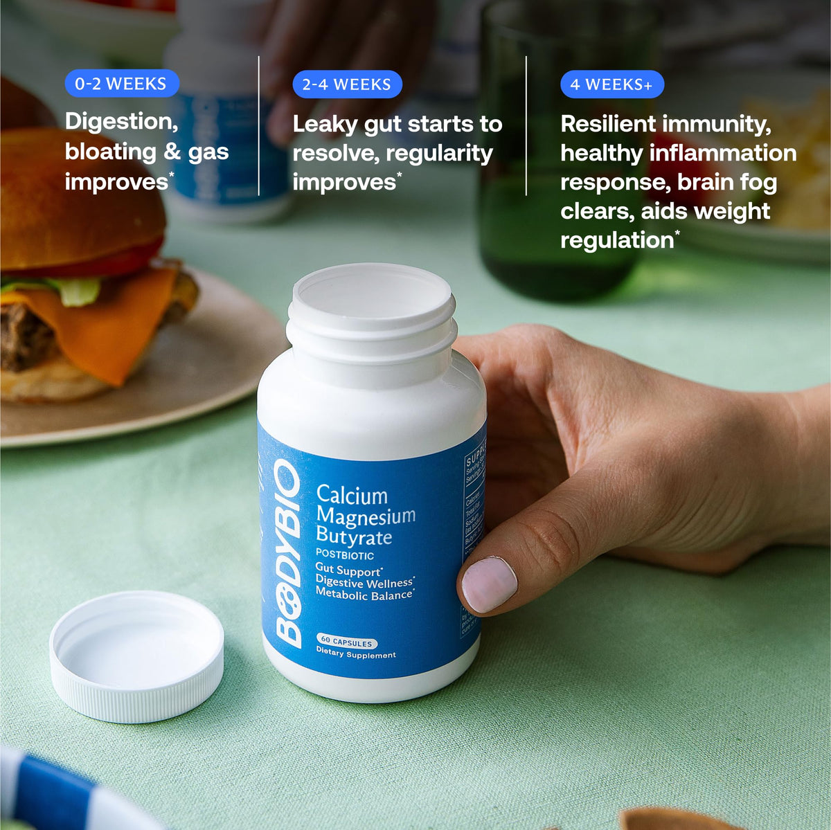 BodyBio Butyrate - Postbiotic for Gut Health, Digestive Support, Bloat, Gas & Constipation Relief, Leaky Gut Repair - Calcium, Magnesium - FENGGESTORE20