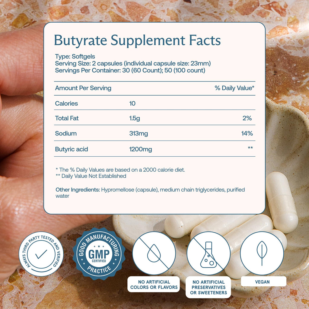 BodyBio Butyrate - Postbiotic for Gut Health, Digestive Support, Bloat, Gas & Constipation Relief, Leaky Gut Repair - Sodium - FENGGESTORE20