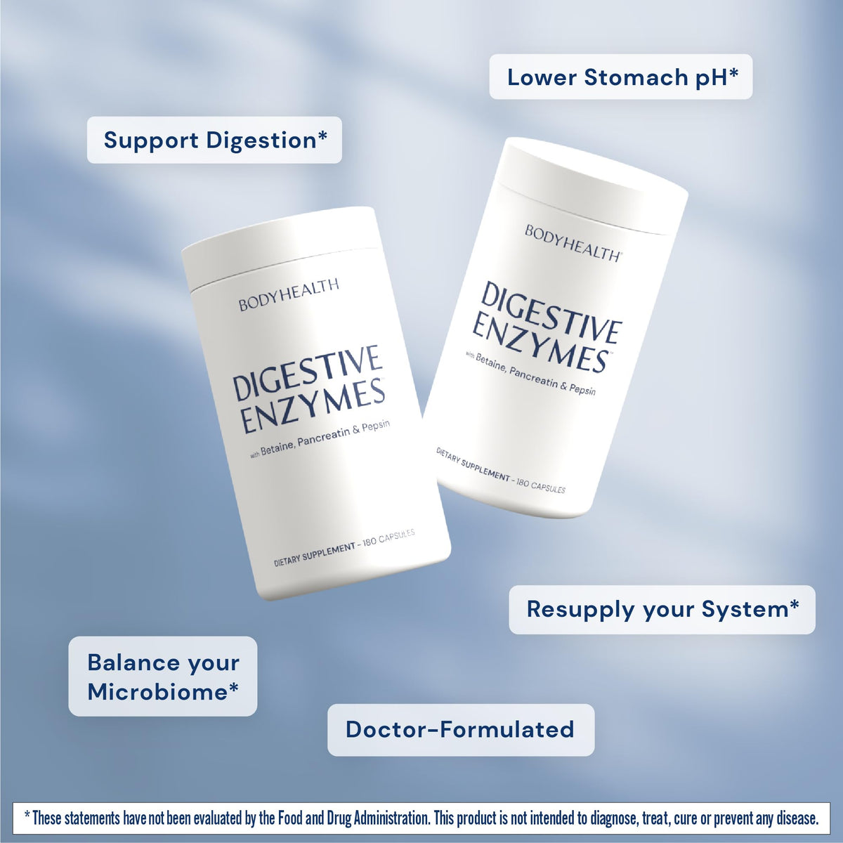 BodyHealth Digestive Enzymes Full Spectrum Digestive Support (180 caps), Betaine, Pepsin, Pancreatin BPP Loaded with Enzymes and Probiotics, Relief for Stomach Bloating, Heartburn, Gas, Constipation - FENGGESTORE20