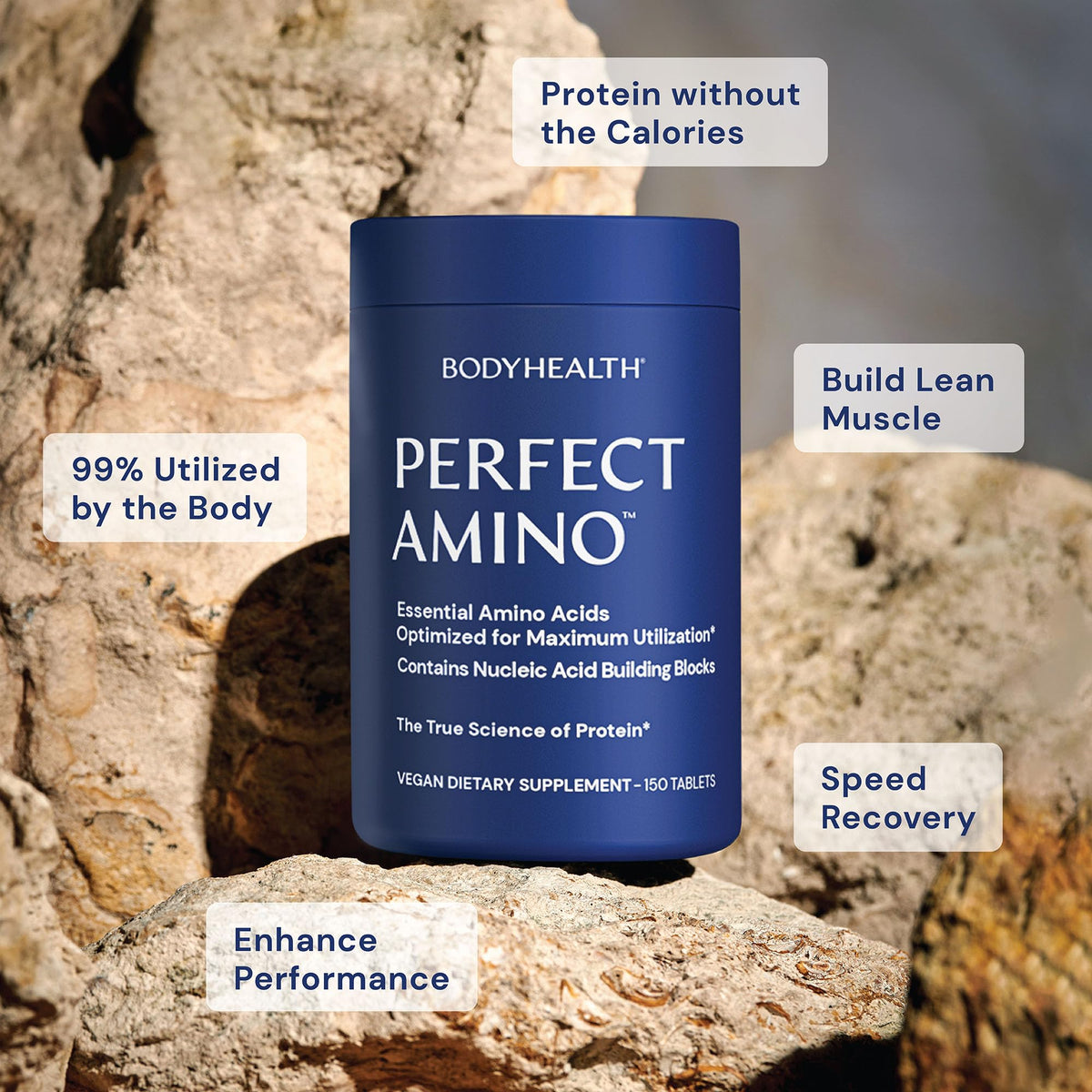 BodyHealth PerfectAmino (300 Tablets) Essential Amino Acid Supplement with EAA, Muscle Recovery, Boost Energy & Stamina, 99% Utilization - FENGGESTORE20