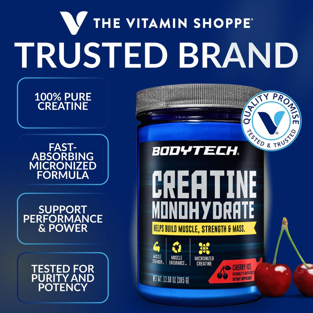 BodyTech 100% Pure Creatine Monohydrate Powder - Micronized for Maximum Absorption - Supports Muscle Strength & Power Output - FENGGESTORE20