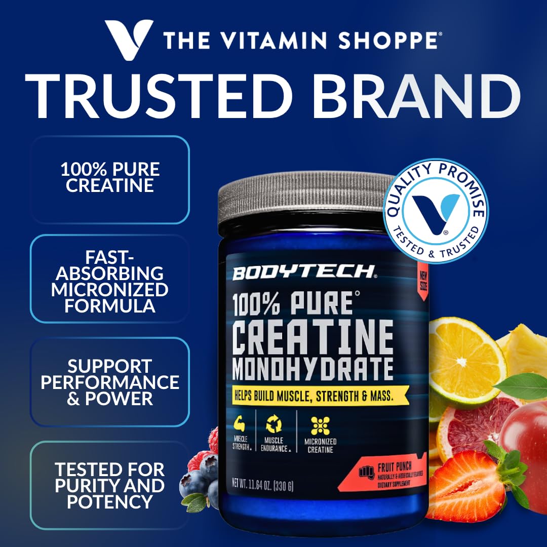 BodyTech Creatine Monohydrate Powder a Micronized a Fruit Punch (11.64 Oz./55 Servings) - FENGGESTORE20