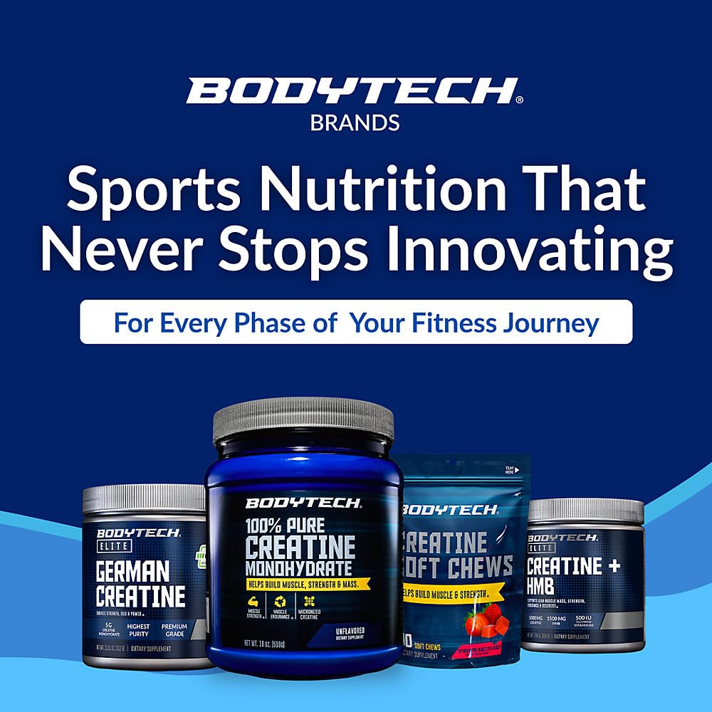 BodyTech Creatine Monohydrate Powder, Unflavored Micronized Creatine Formula for Men and Women, 5g per Serving, Pre Workout & Post Workout Supplement - FENGGESTORE20