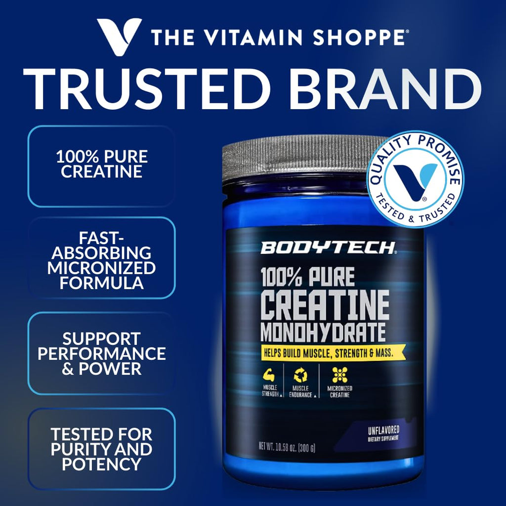 BodyTech Creatine Monohydrate Powder, Unflavored Micronized Creatine Formula for Men and Women, 5g per Serving, Pre Workout & Post Workout Supplement - FENGGESTORE20
