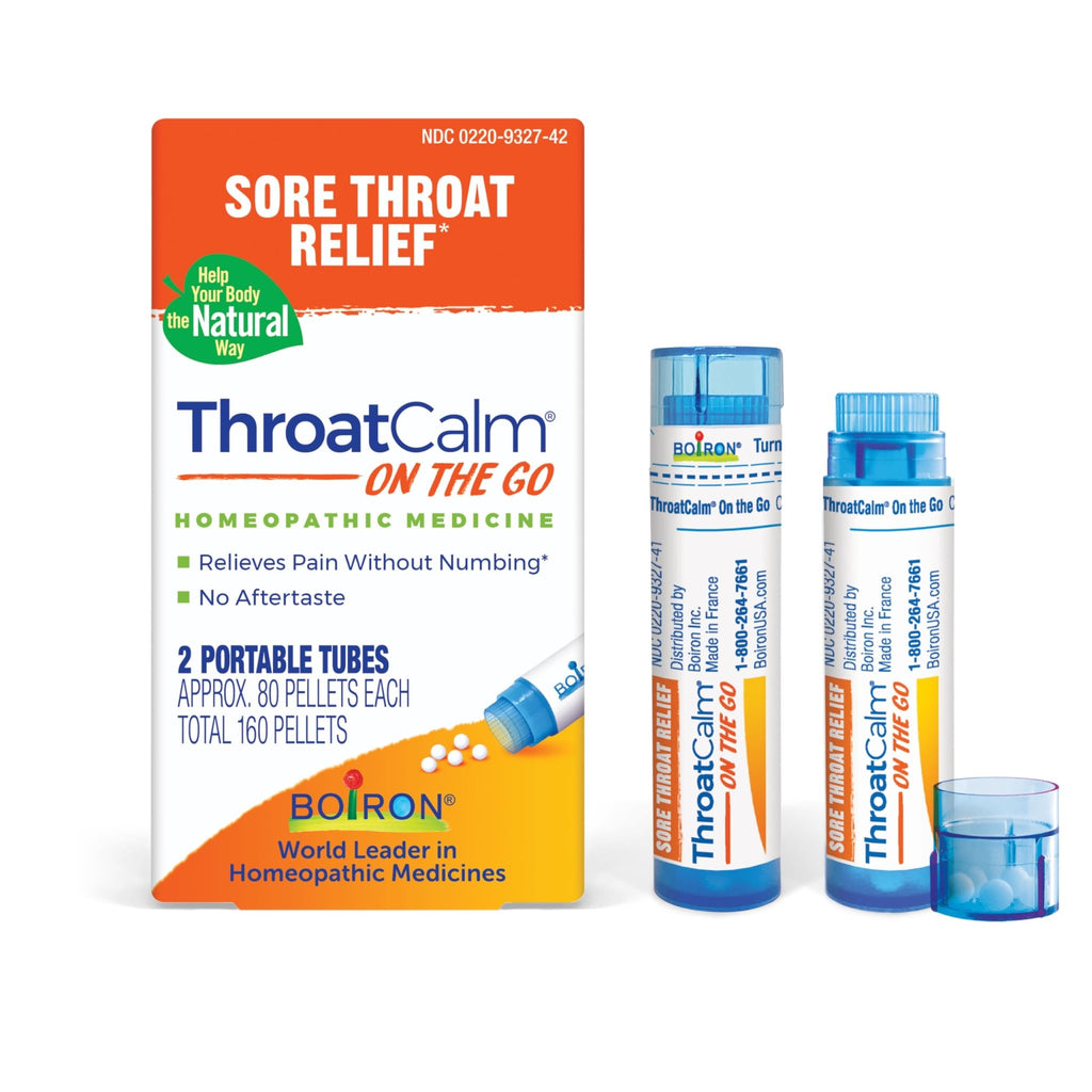 Boiron ThroatCalm On The Go Travel Essential for Relief of Sore Throat, or Scratchy, Red or Dry Throat, and Hoarseness - 2 Count (160 Pellets) - FENGGESTORE20