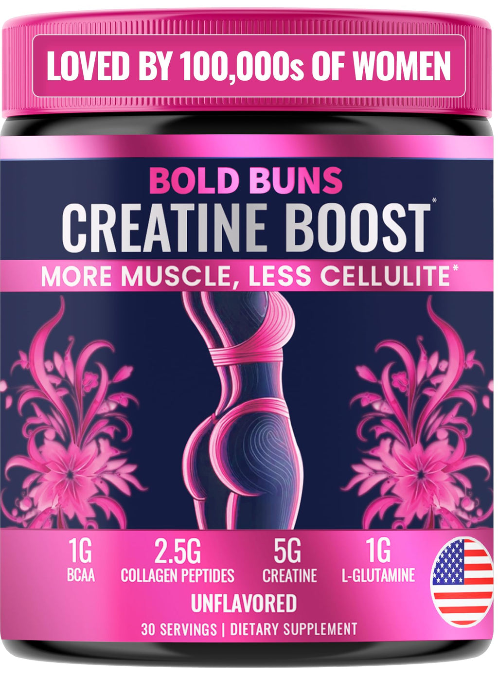 Bold Buns Creatine for Women – Booty Builder Supplement with Collagen & BCAA – Supports Muscle Development, Post-Workout Recovery, Skin Elasticity - FENGGESTORE20