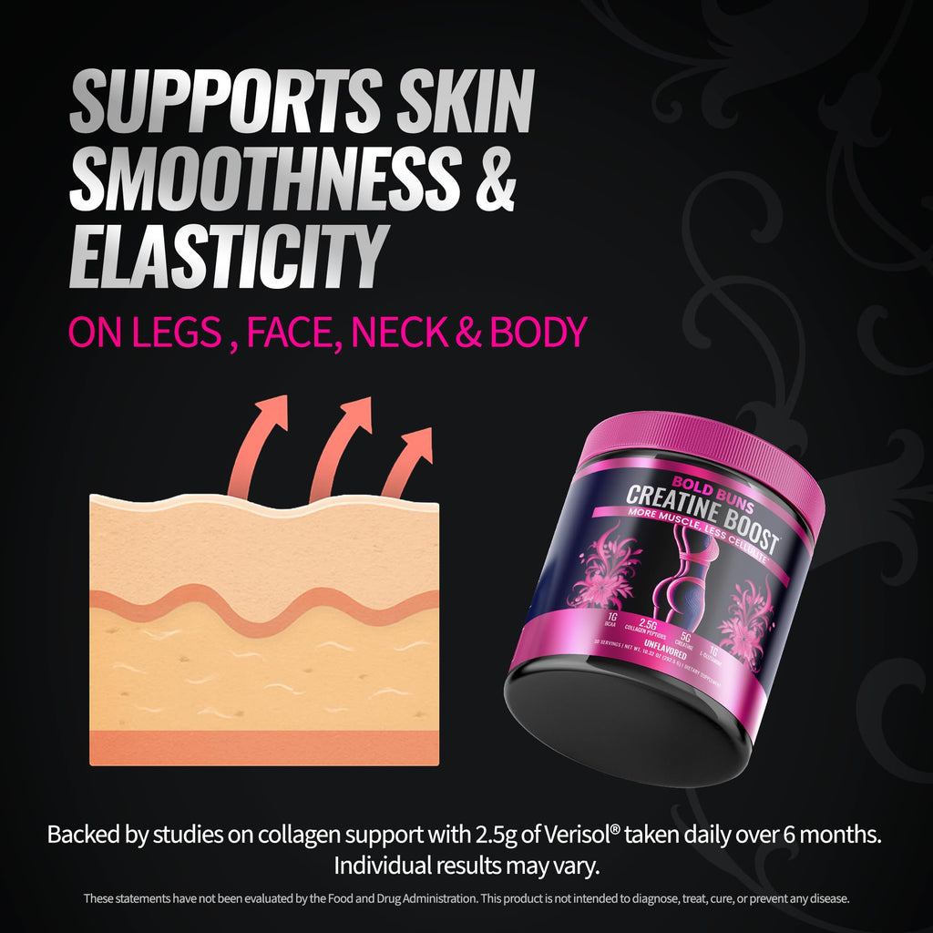 Bold Buns Creatine for Women – Booty Builder Supplement with Collagen & BCAA – Supports Muscle Development, Post-Workout Recovery, Skin Elasticity - FENGGESTORE20