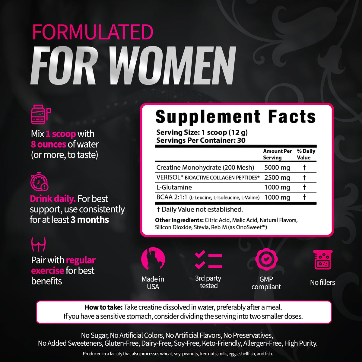 Bold Buns Creatine for Women – Supplement with Collagen & BCAA – Supports Muscle Development, Post-Workout Recovery, Skin Elasticity, - FENGGESTORE20