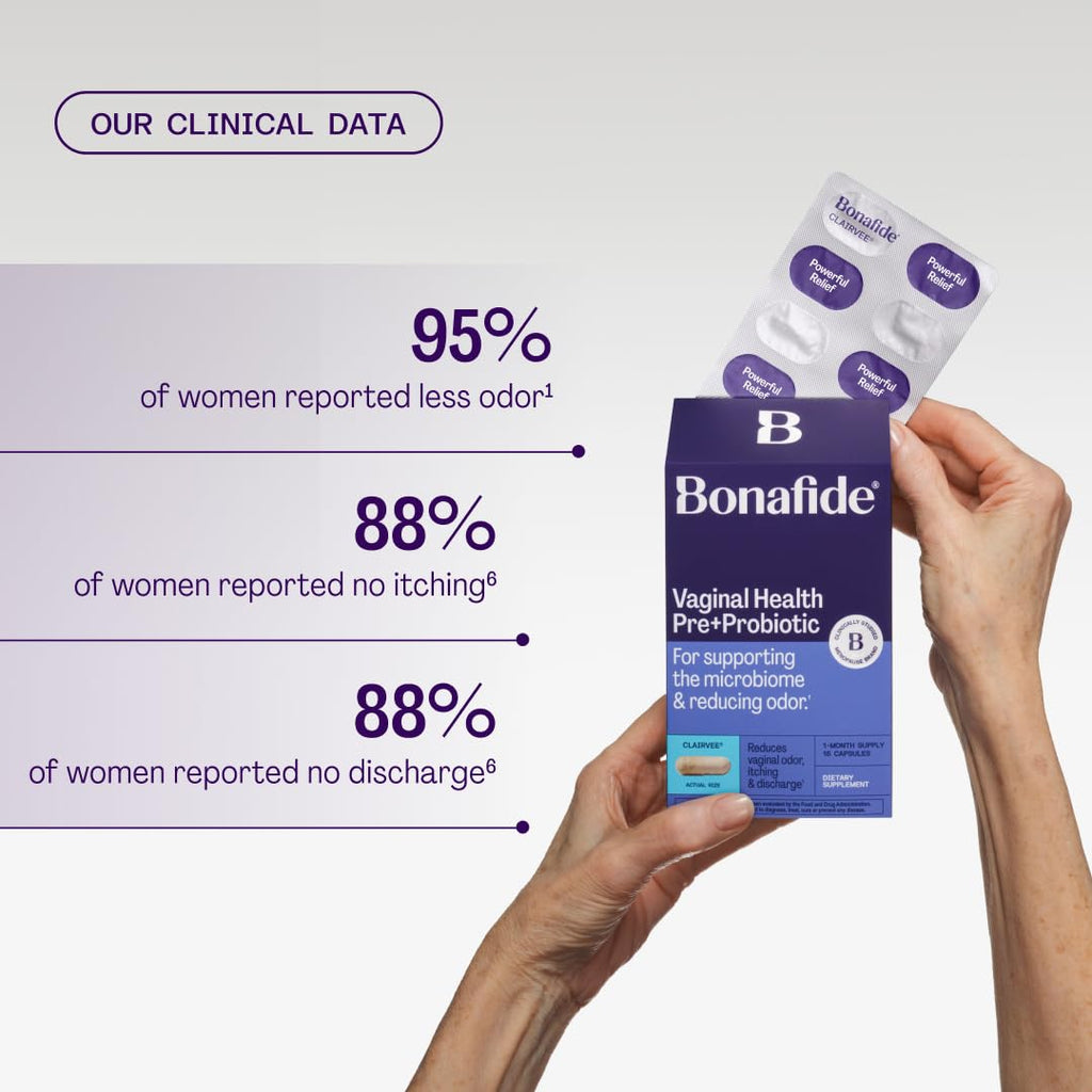 Bonafide Clairvee Vaginal Probiotic for Relief from Odor, Itching, & Discharge. — 1-Month Supply (15 Capsules) - FENGGESTORE20