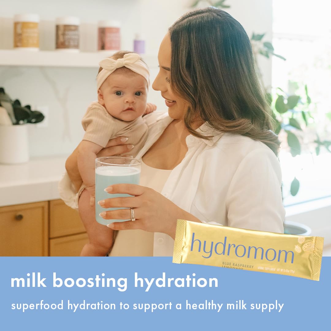 Boobie Hydromom Superfood Electrolyte Drink Mix, Blue Raspberry Lemonade | Refreshing Energy & Hydration Boost for Mamas | On-The-Go & Travel Essentials for Pregnancy, - FENGGESTORE20