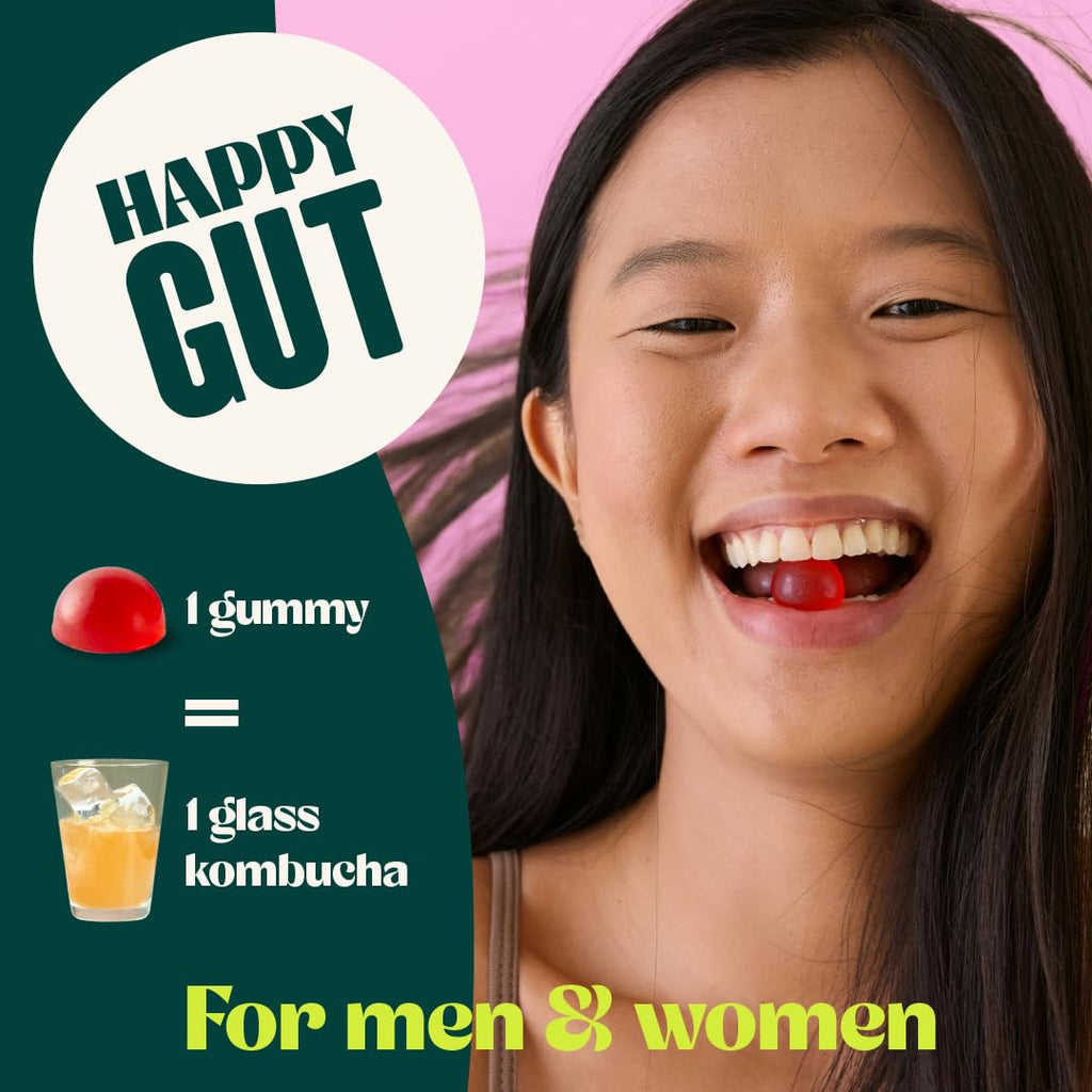 BoochBod - Probiotic Kombucha Gummy - Prebiotics, Probiotics, Postbiotics, Fiber Supplement, Slippery Elm, Dandelion Root - FENGGESTORE20