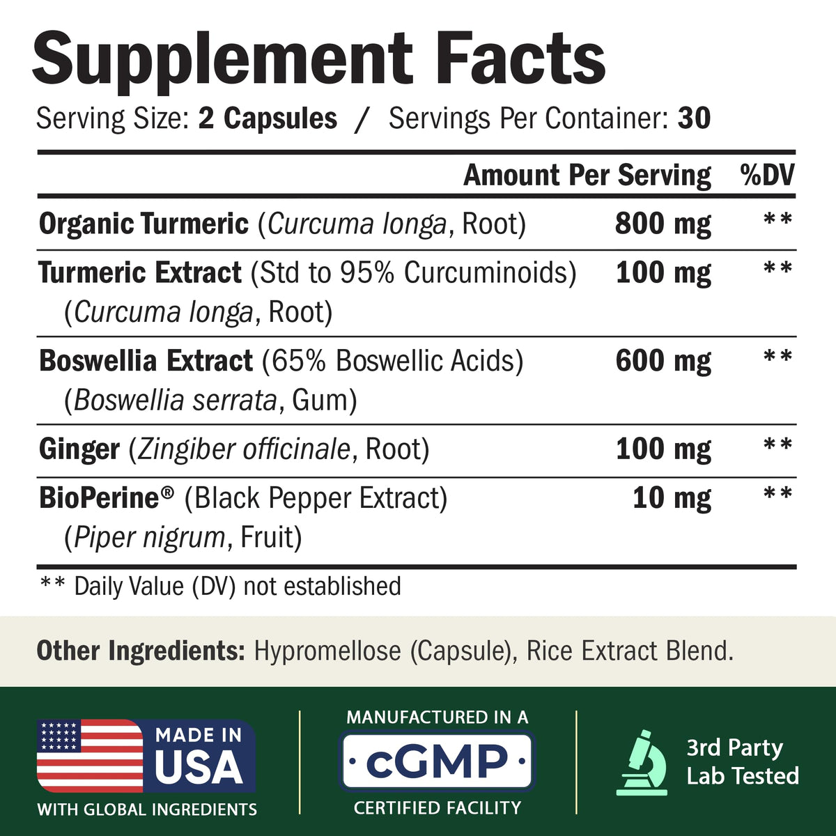 Boswellia Serrata Turmeric Supplement for Joint Support & Inflammation Balance – Turmeric Boswellia Supplement with Ginger & Black Pepper Extract - FENGGESTORE20