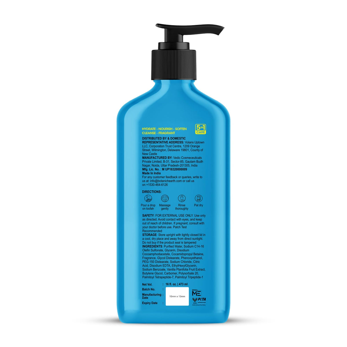 Botanic Hearth Vanilla Body Wash – Hydrating 5-in-1 Shower Gel with Warm Vanilla Aroma - FENGGESTORE20