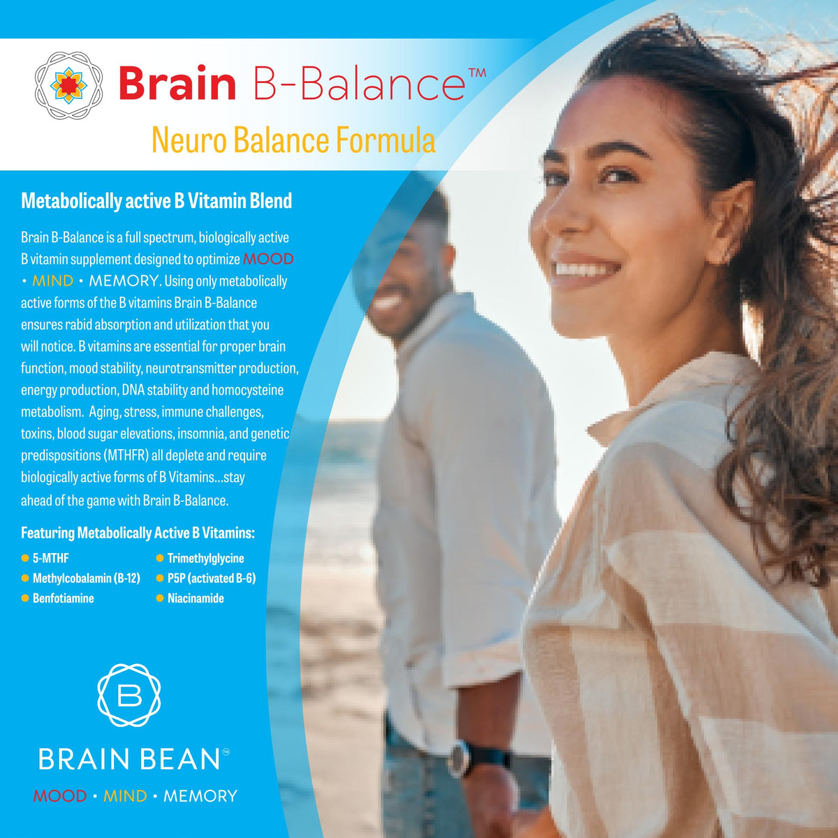 Brain B Balance: Methylated Multivitamin - Methylated B Complex Neurobalance Formula - Methylfolate Supports Mood - FENGGESTORE20