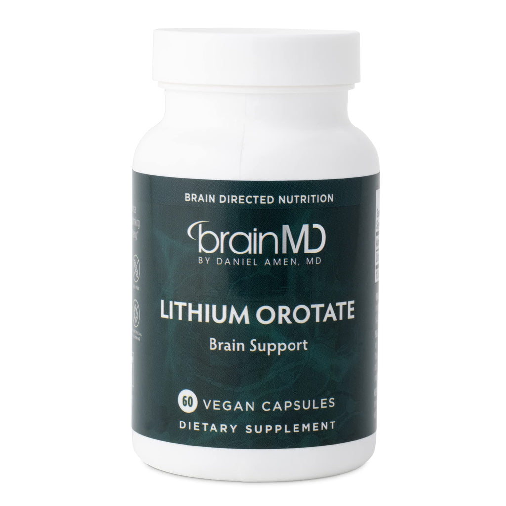 BRAINMD Dr Amen Lithium Orotate - 60 Capsules - Brain Support - Gluten Free - 60 Servings - FENGGESTORE20