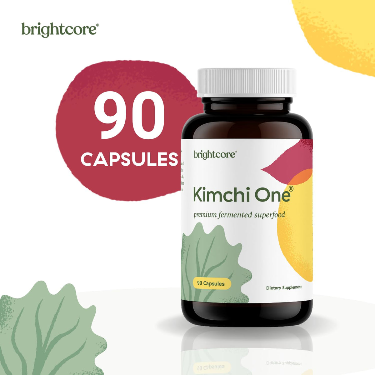 Brightcore Nutrition - Kimchi One, Kimchi Powder Capsules, Probiotics, Enzymes, & Antioxidant Supplement, Premium Gut Health Superfood - FENGGESTORE20