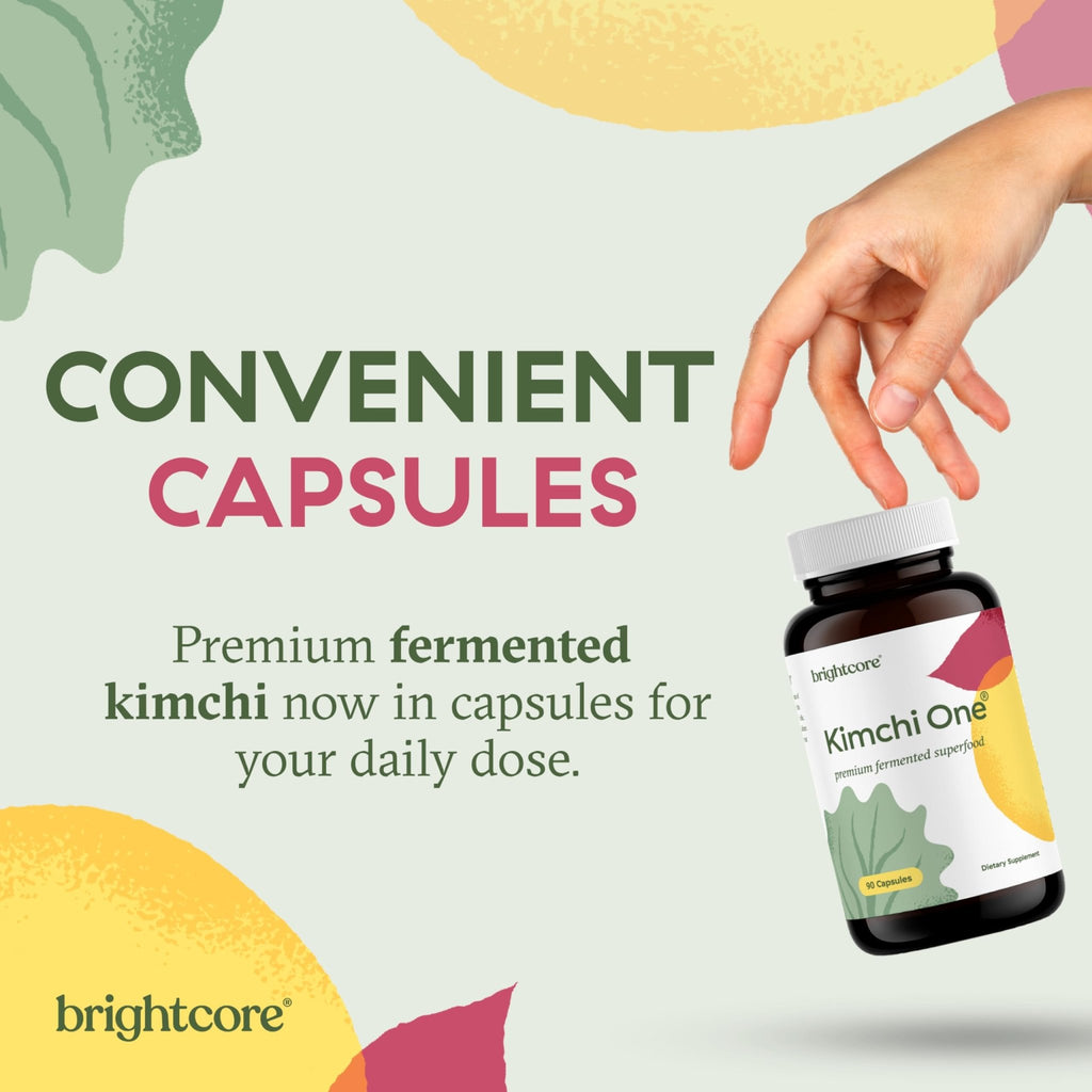 Brightcore Nutrition - Kimchi One, Kimchi Powder Capsules, Probiotics, Enzymes, & Antioxidant Supplement, Premium Gut Health Superfood - FENGGESTORE20