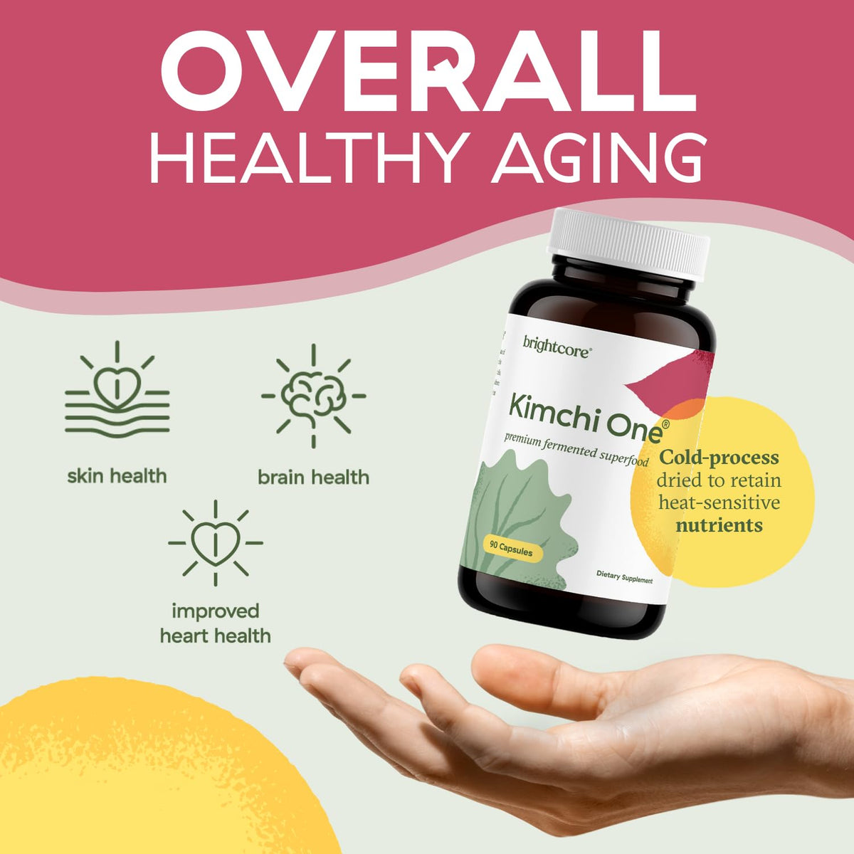 Brightcore Nutrition - Kimchi One, Kimchi Powder Capsules, Probiotics, Enzymes, & Antioxidant Supplement, Premium Gut Health Superfood - FENGGESTORE20