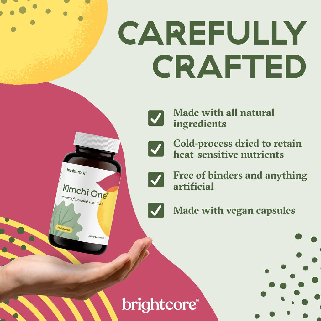 Brightcore Nutrition - Kimchi One, Kimchi Powder Capsules, Probiotics, Enzymes, & Antioxidant Supplement, Premium Gut Health Superfood - FENGGESTORE20
