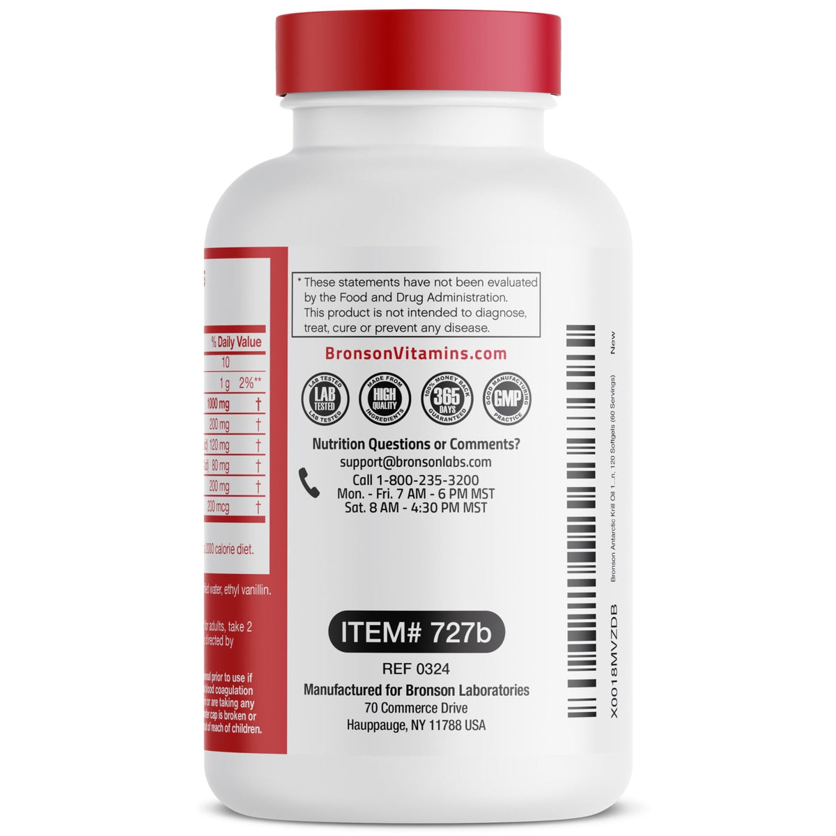 Bronson Antarctic Krill Oil 1000 mg with Omega-3s EPA, DHA, Astaxanthin and Phospholipids 120 Softgels - FENGGESTORE20