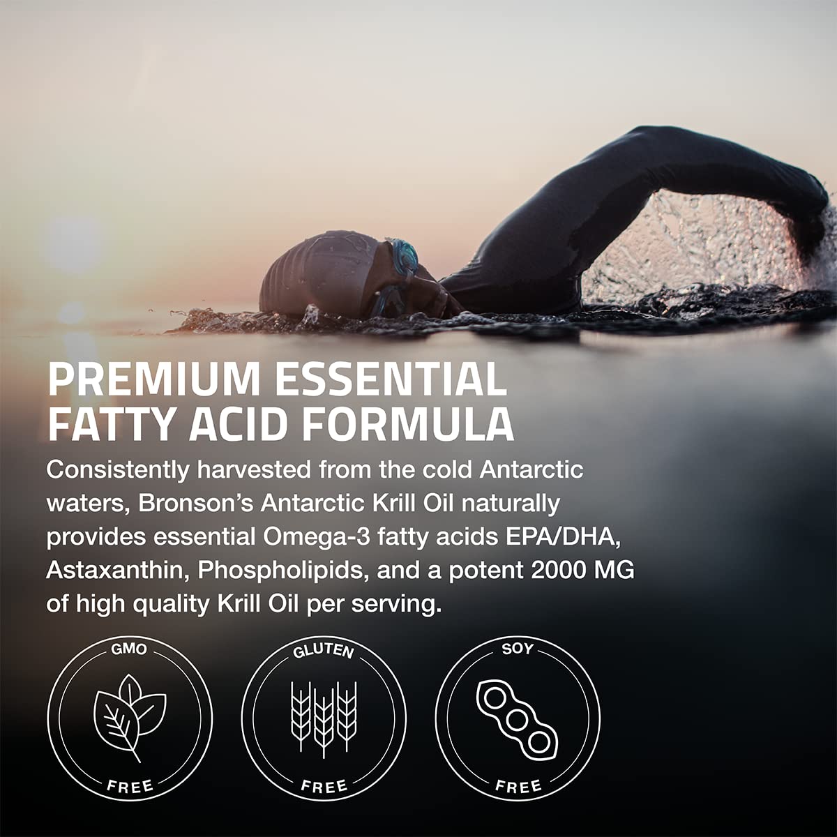 Bronson Antarctic Krill Oil 2000 mg with Omega-3s EPA, DHA, Astaxanthin and Phospholipids 120 Softgels (60 Servings) - FENGGESTORE20