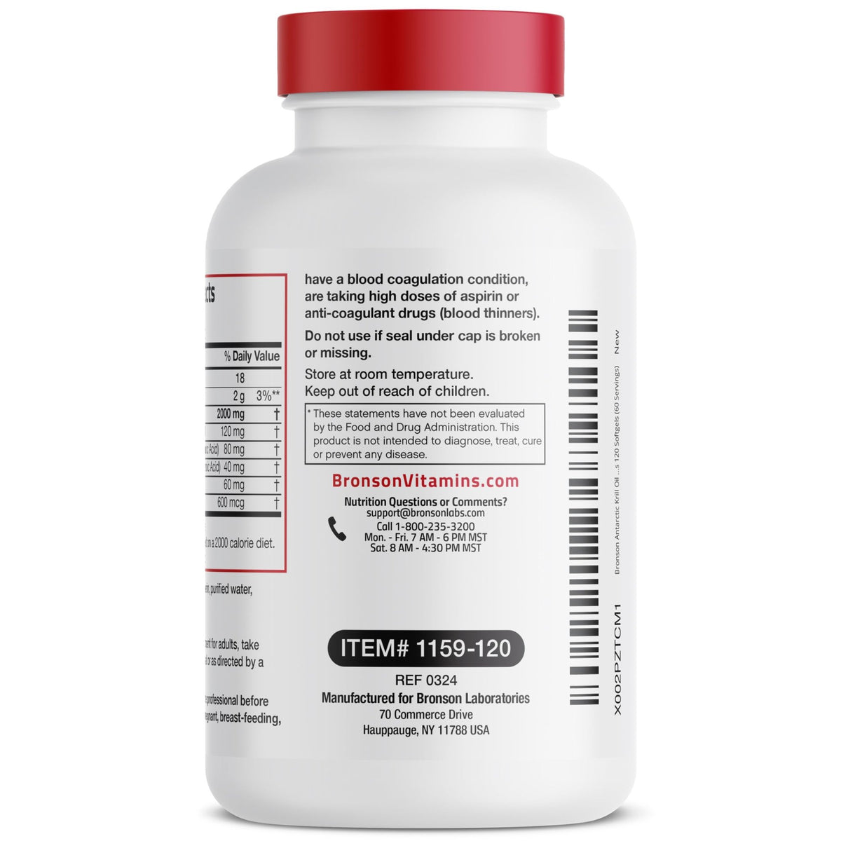 Bronson Antarctic Krill Oil 2000 mg with Omega-3s EPA, DHA, Astaxanthin and Phospholipids 120 Softgels (60 Servings) - FENGGESTORE20