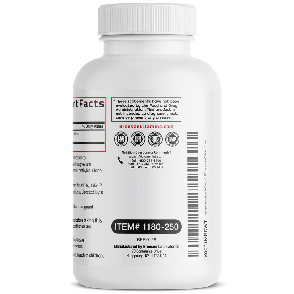 Bronson Beet Root Extra Strength, Non-GMO, 250 Vegetarian Tablets - FENGGESTORE20
