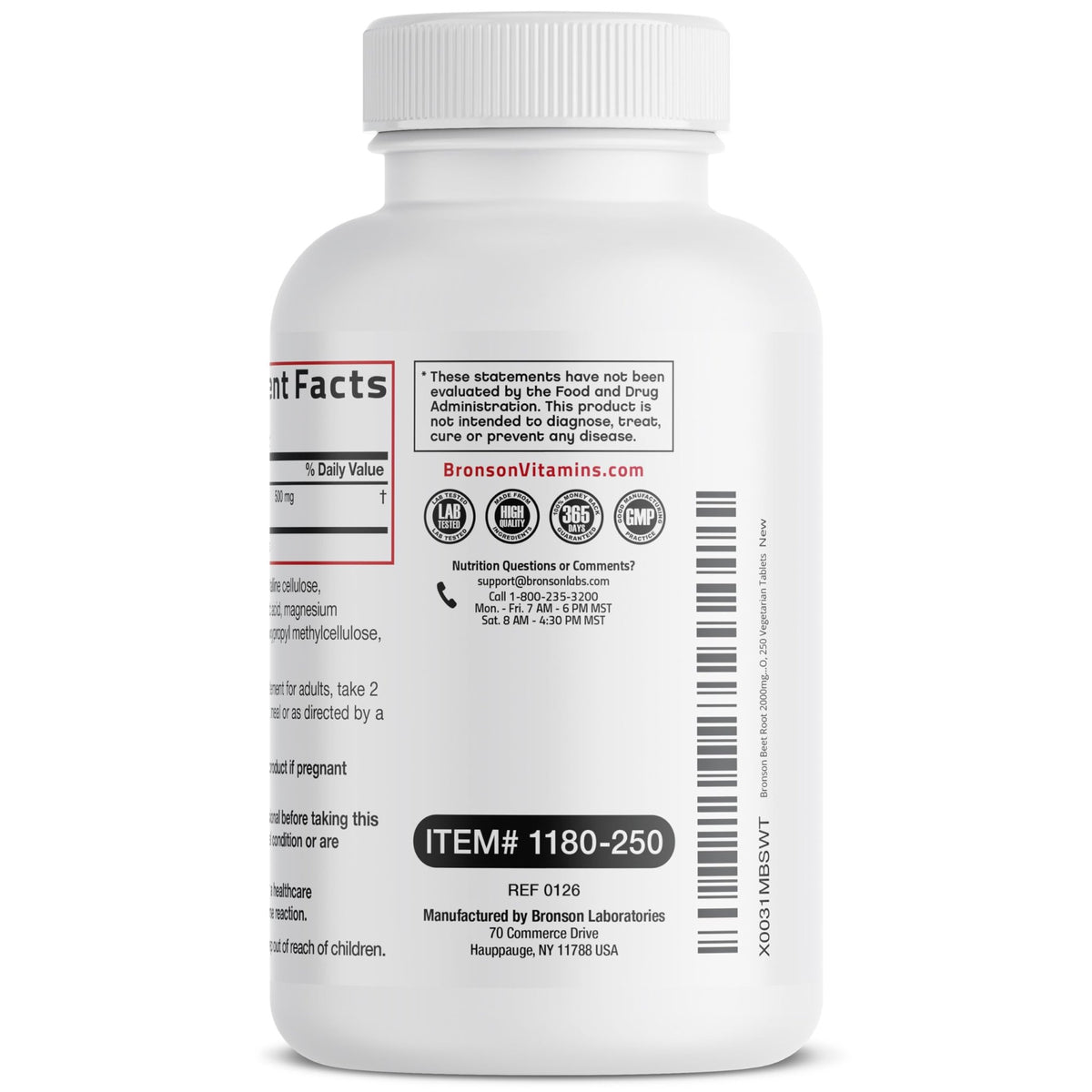 Bronson Beet Root Extra Strength, Non-GMO, 250 Vegetarian Tablets - FENGGESTORE20