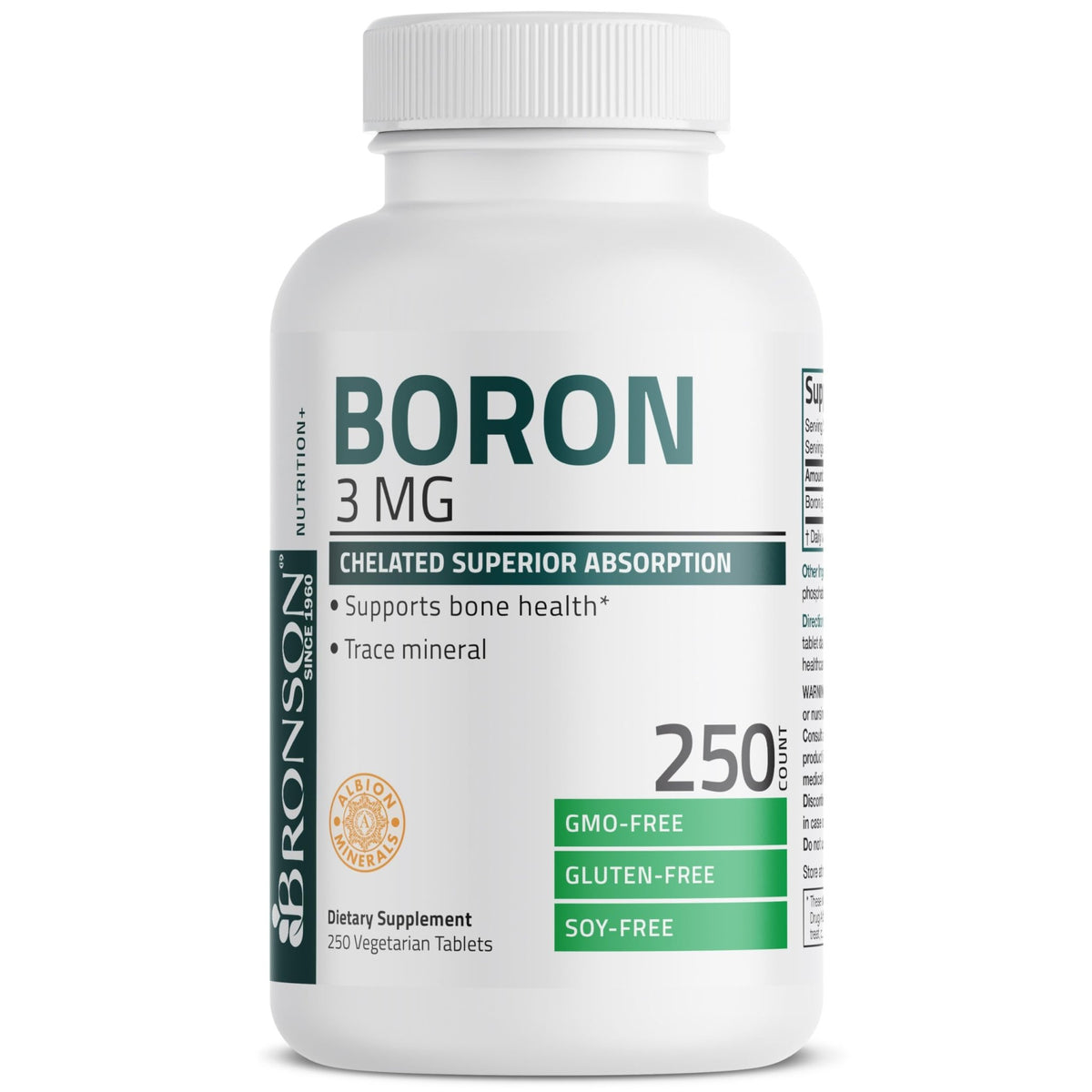 Bronson Boron 3 MG Chelated Superior Absorption Supports Bone Health Trace Mineral, Non-GMO, 250 Vegetarian Tablets - FENGGESTORE20