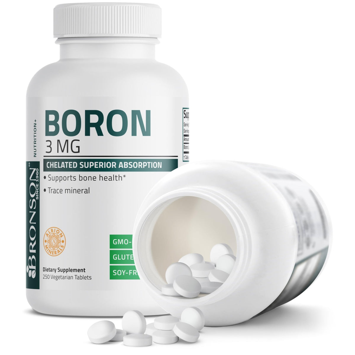 Bronson Boron 3 MG Chelated Superior Absorption Supports Bone Health Trace Mineral, Non-GMO, 250 Vegetarian Tablets - FENGGESTORE20