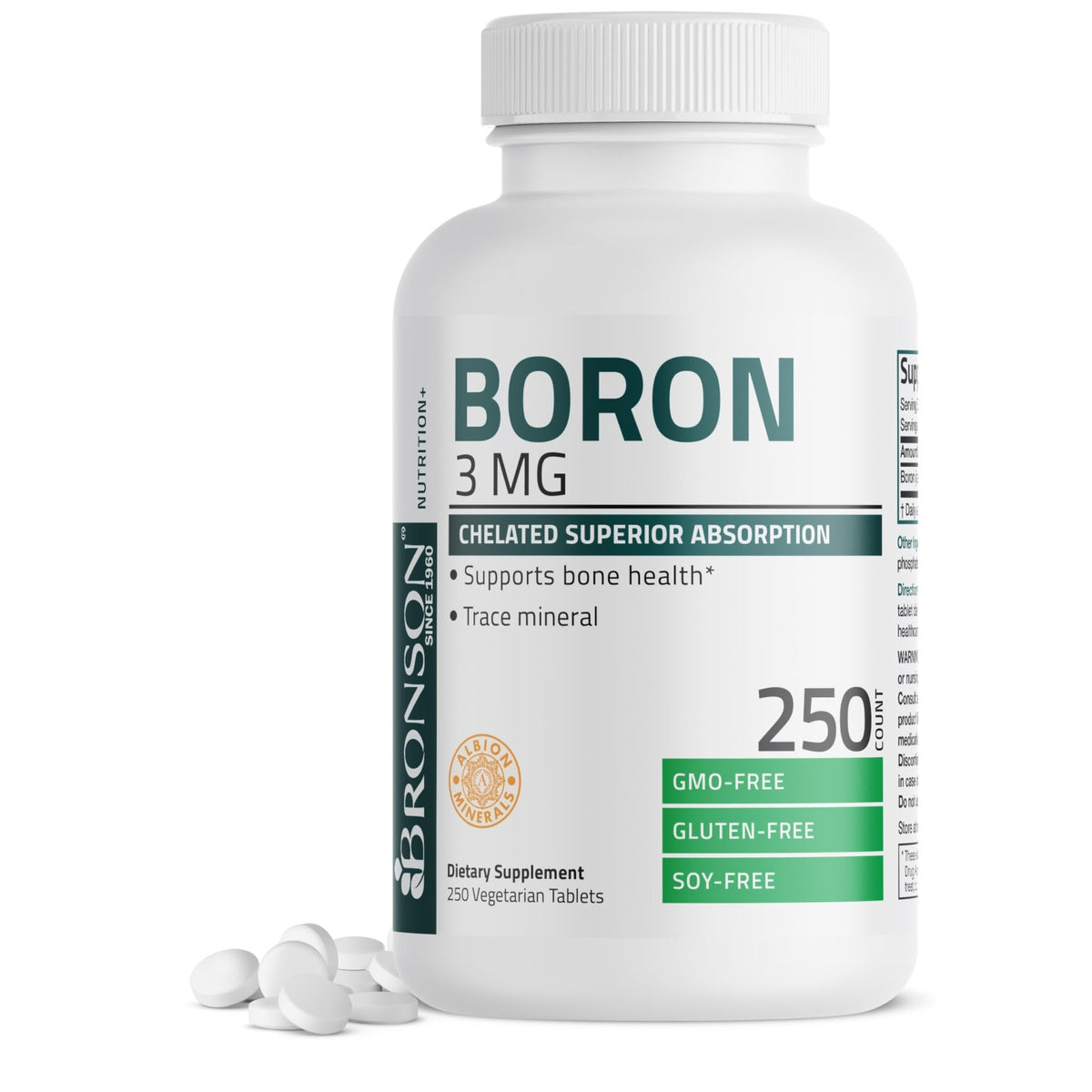 Bronson Boron 3 MG Chelated Superior Absorption Supports Bone Health Trace Mineral, Non-GMO, 250 Vegetarian Tablets - FENGGESTORE20