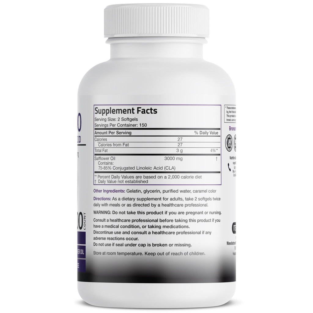 Bronson CLA 3000 Extra High Potency Supports Healthy Weight Management Lean Muscle Mass Non-Stimulating - FENGGESTORE20