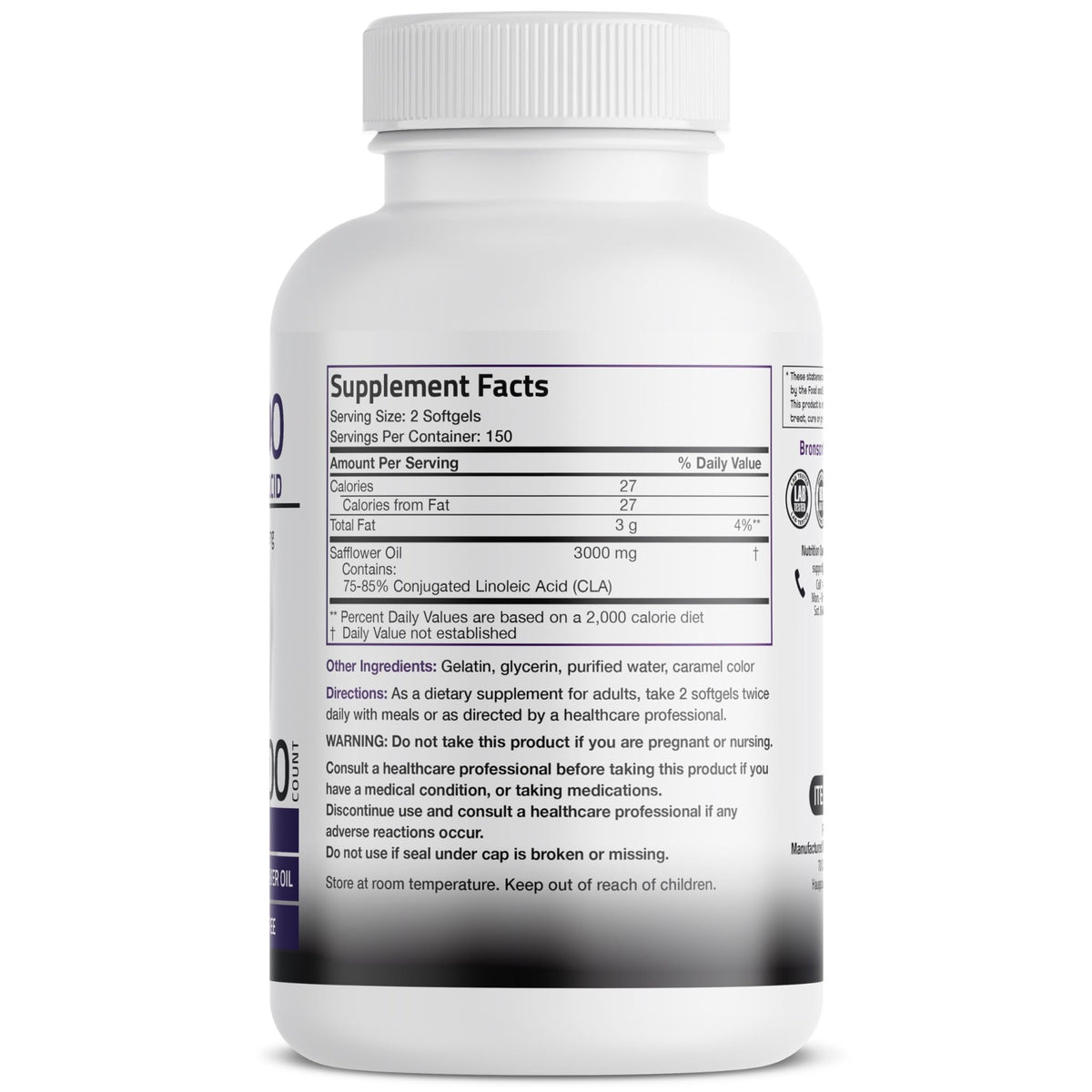 Bronson CLA 3000 Extra High Potency Supports Healthy Weight Management Lean Muscle Mass Non-Stimulating - FENGGESTORE20