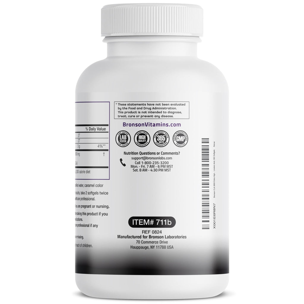 Bronson CLA 3000 Extra High Potency Supports Healthy Weight Management Lean Muscle Mass Non-Stimulating - FENGGESTORE20