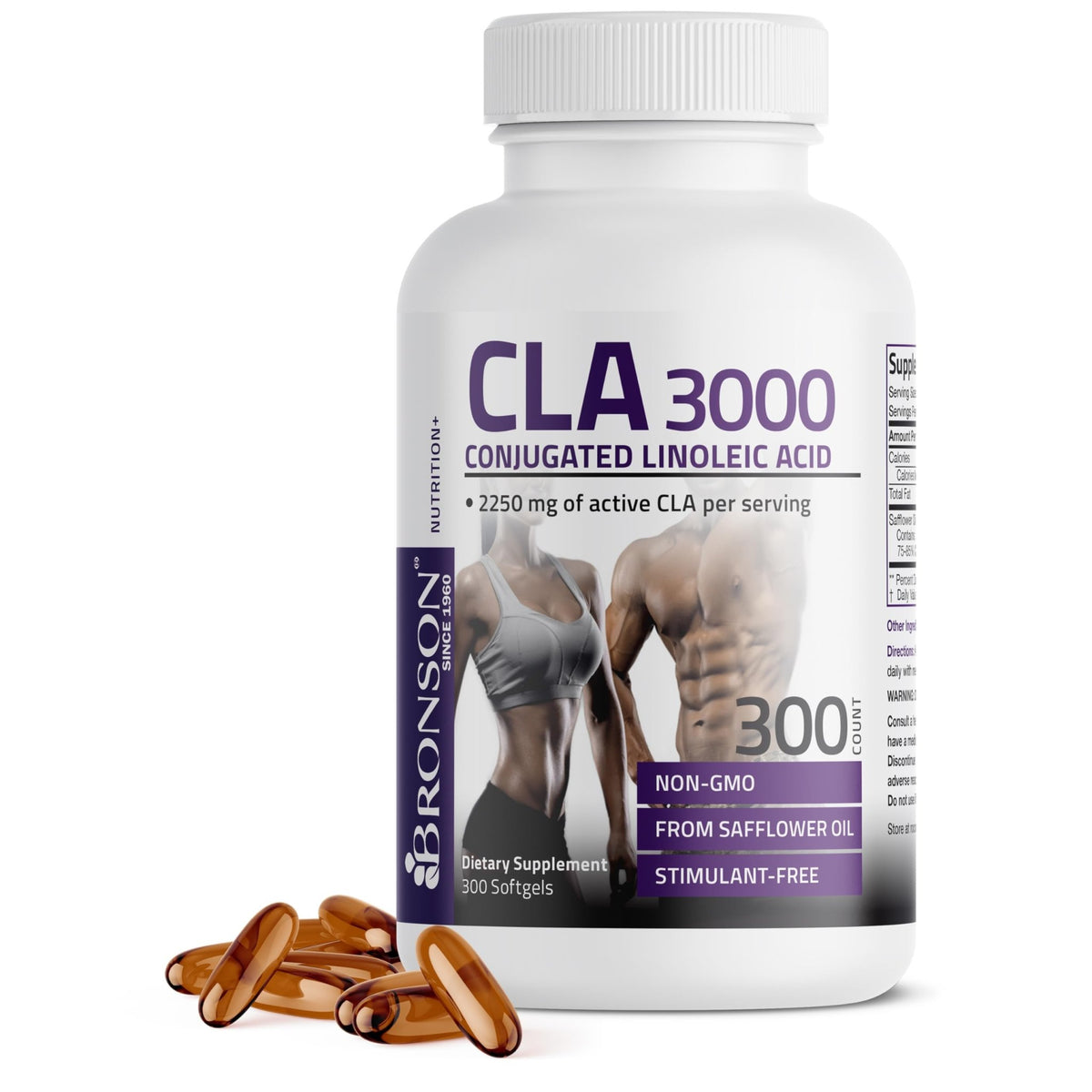 Bronson CLA 3000 Extra High Potency Supports Healthy Weight Management Lean Muscle Mass Non-Stimulating - FENGGESTORE20