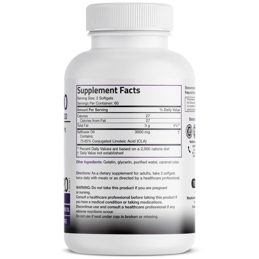 Bronson CLA 3000 Extra High Potency Supports Healthy Weight Management Lean Muscle Mass Non-Stimulating - FENGGESTORE20
