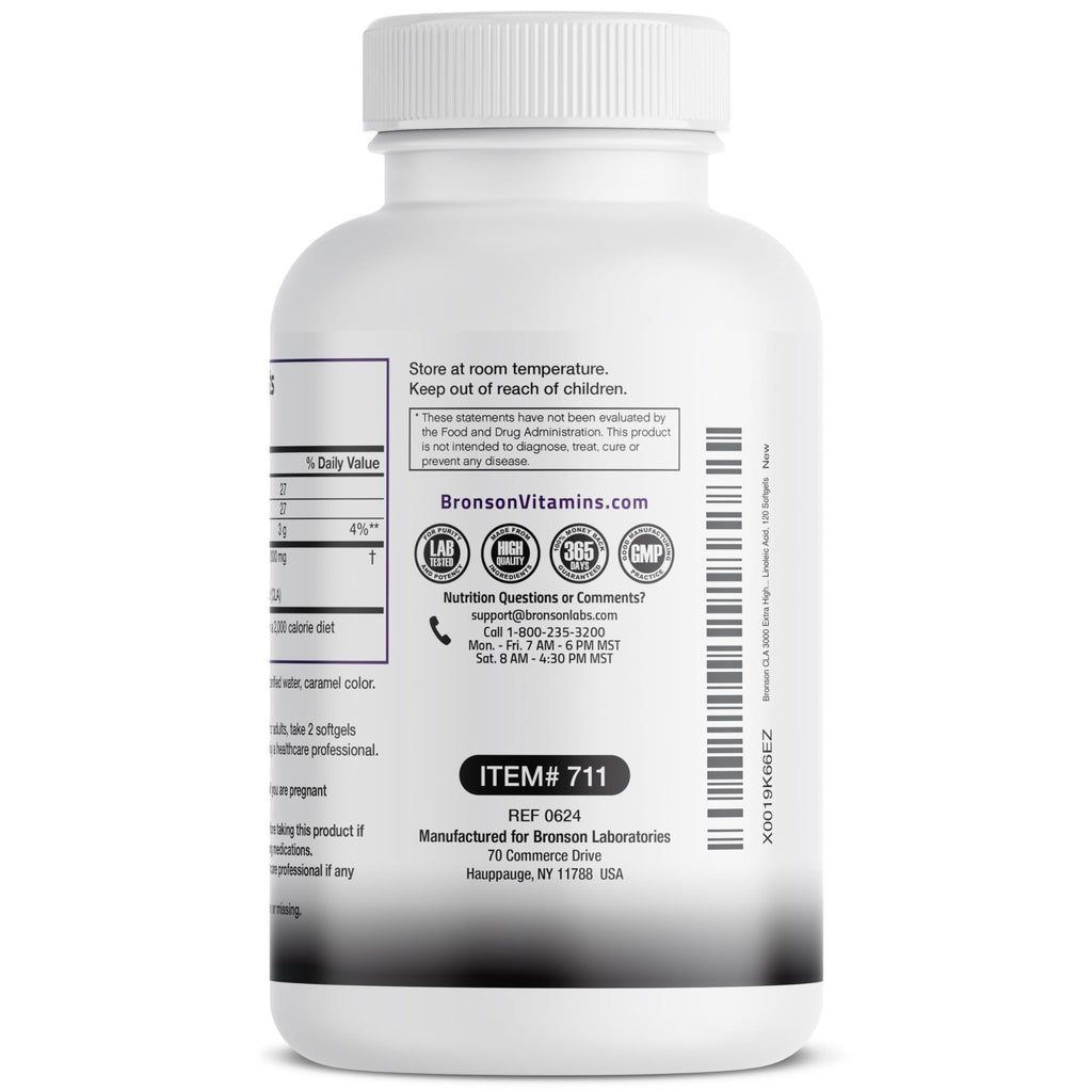 Bronson CLA 3000 Extra High Potency Supports Healthy Weight Management Lean Muscle Mass Non-Stimulating - FENGGESTORE20