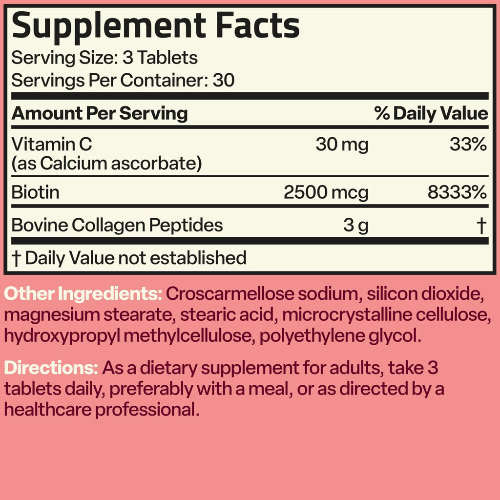 Bronson Collagen Peptides 3000mg (per Serving) with Biotin & Vitamin C - for Hair, Skin & Nails Support, Non-GMO, 90 Tablets - FENGGESTORE20