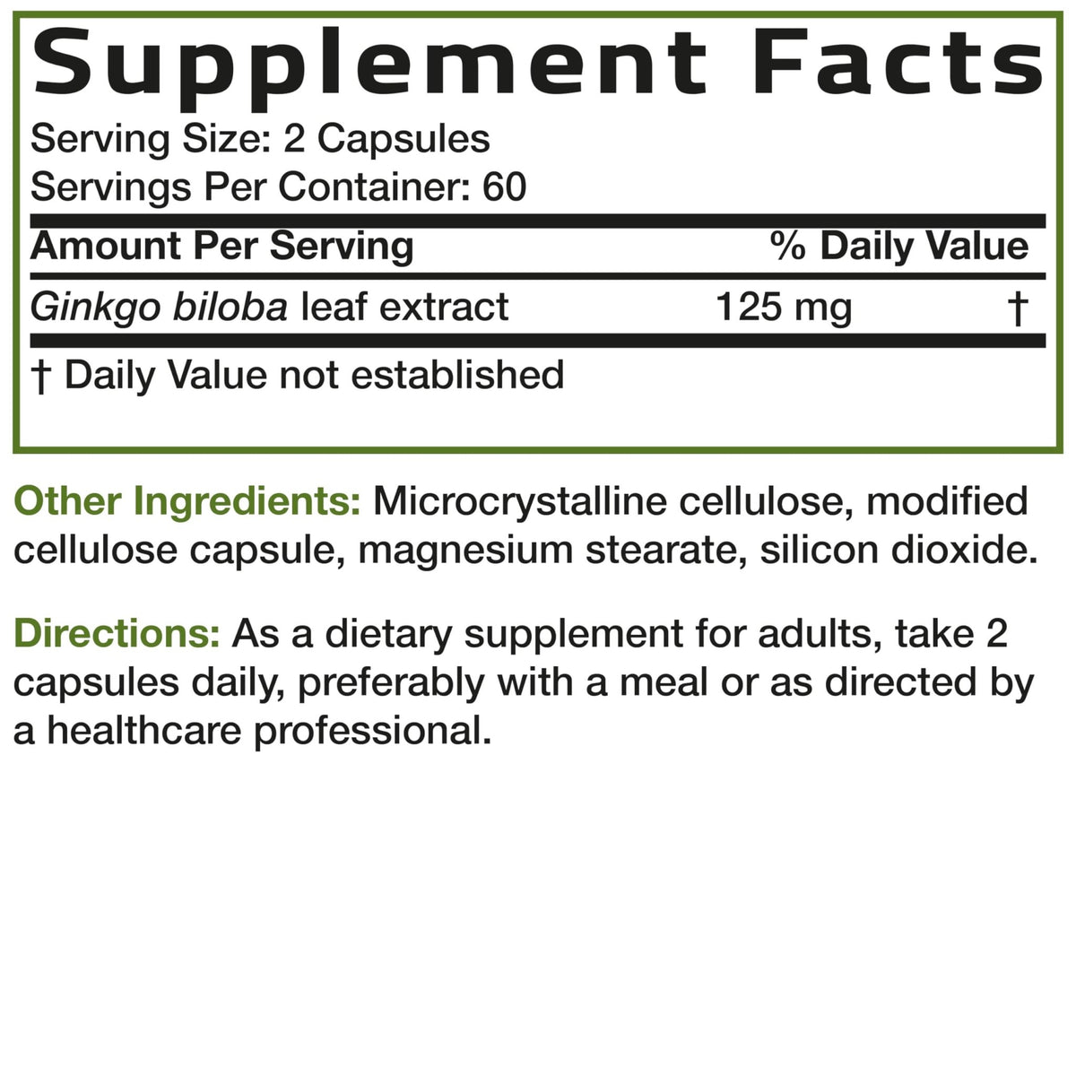 Bronson Ginkgo Biloba Extra Strength Supports Brain Function & Memory Support, 120 Vegetarian Capsules - FENGGESTORE20