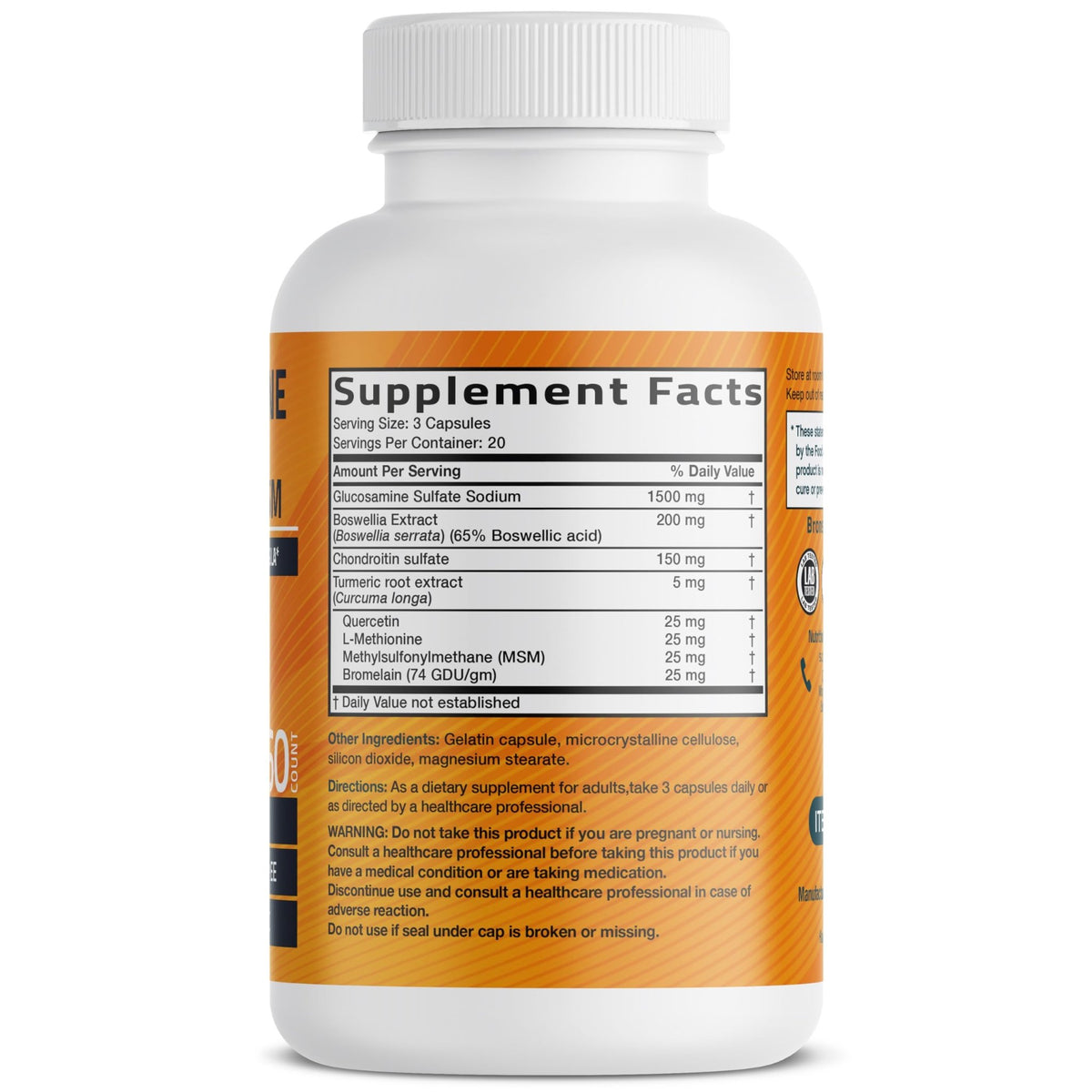 Bronson Glucosamine Chondroitin Turmeric & MSM Advanced Joint & Cartilage Formula, Supports Healthy Joints - FENGGESTORE20