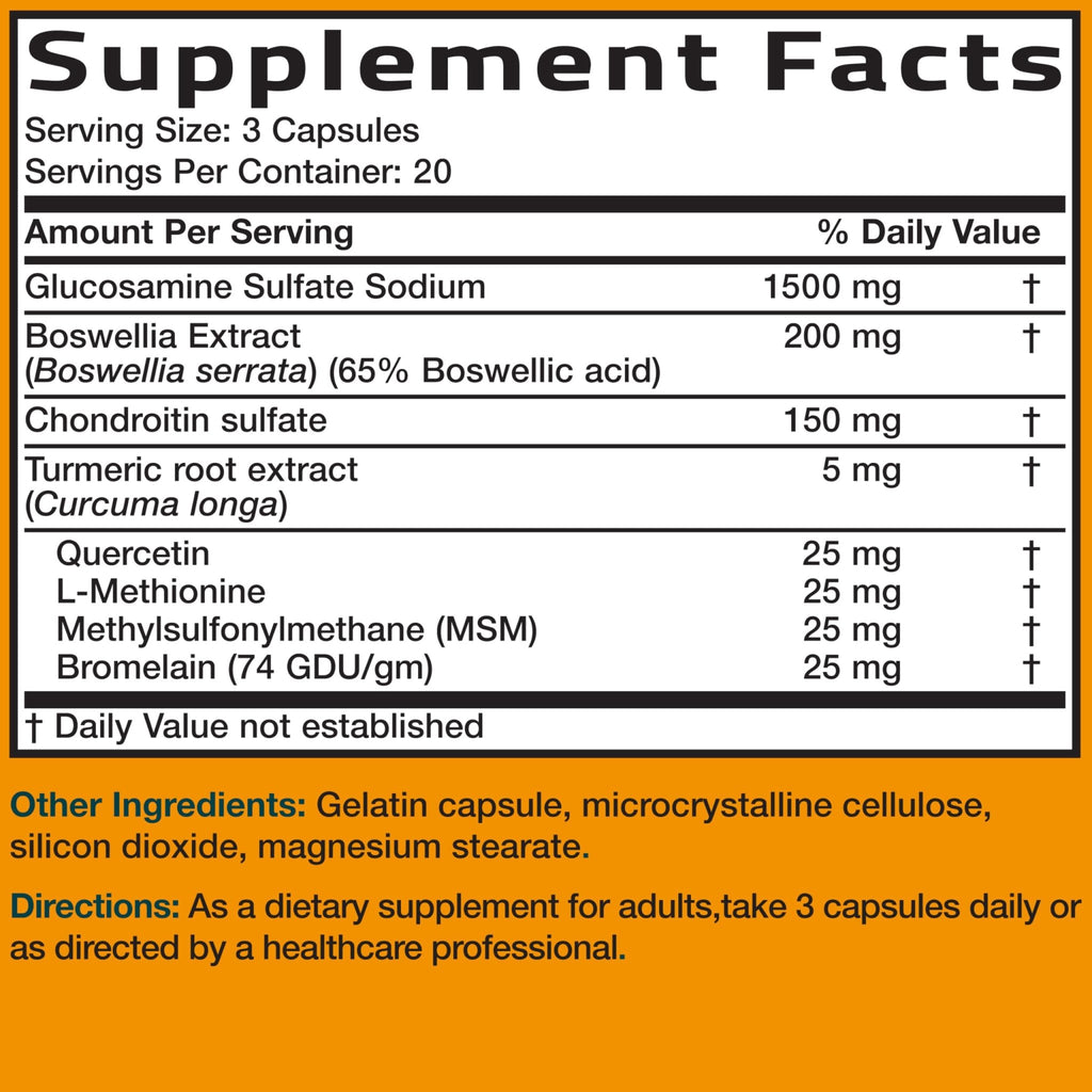 Bronson Glucosamine Chondroitin Turmeric & MSM Advanced Joint & Cartilage Formula, Supports Healthy Joints - FENGGESTORE20