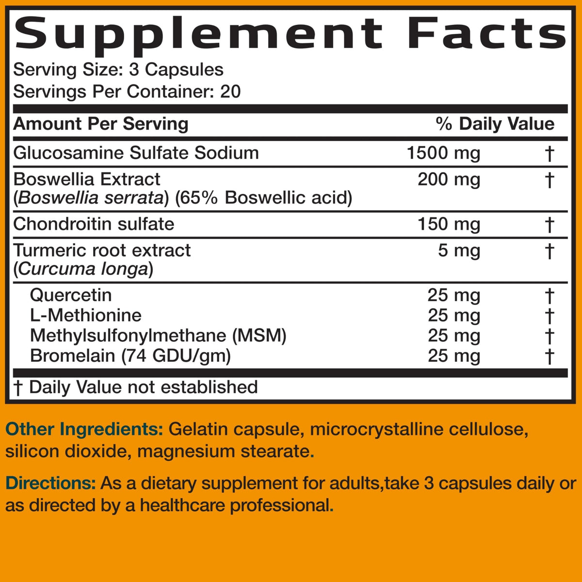 Bronson Glucosamine Chondroitin Turmeric & MSM Advanced Joint & Cartilage Formula, Supports Healthy Joints - FENGGESTORE20