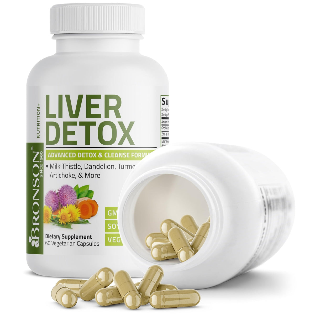 Bronson Liver Detox Advanced Detox & Cleansing Formula Supports Health Liver Function with Milk Thistle, Dandelion Extract, Turmeric, Artichoke Leaf & More - FENGGESTORE20