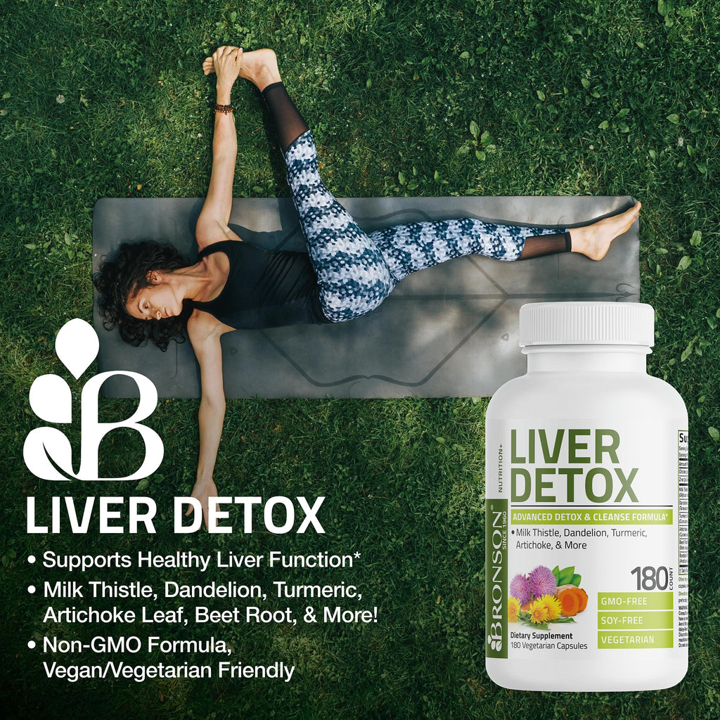 Bronson Liver Detox Advanced Detox & Cleansing Formula Supports Health Liver Function with Milk Thistle, Dandelion Extract, Turmeric, Artichoke Leaf & More - FENGGESTORE20