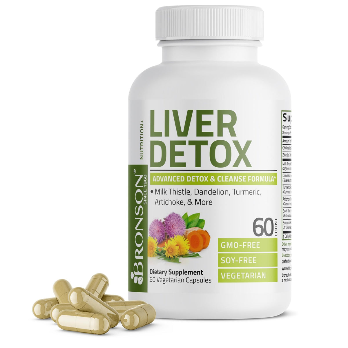 Bronson Liver Detox Advanced Detox & Cleansing Formula Supports Health Liver Function with Milk Thistle, Dandelion Extract, Turmeric, Artichoke Leaf & More - FENGGESTORE20